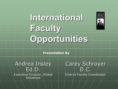 International Faculty Opportunities