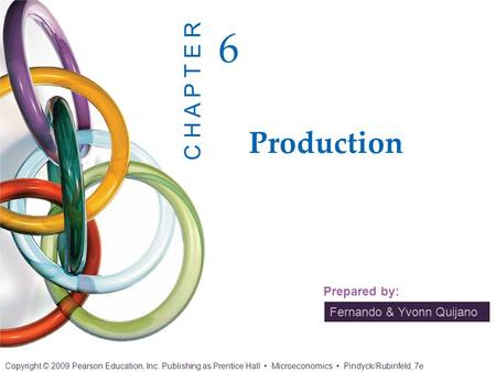 Fernando & Yvonn Quijano Prepared by: Production 6 C H A P T E R Copyright © 2009 Pearson Education, Inc. Publishing as Prentice Hall Microeconomics Pindyck/Rubinfeld,