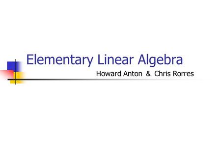 Elementary Linear Algebra