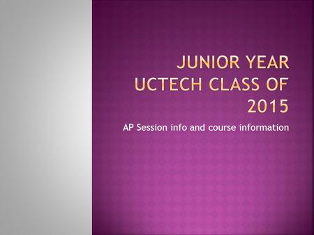 AP Session info and course information.  English III  Math  Math Analysis, Algebra II w/ Trig, or AP Calculus I/AB  Fitness/Health  Technical Concentration.