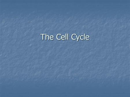 The Cell Cycle.