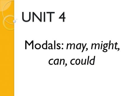 Modals: may, might, can, could