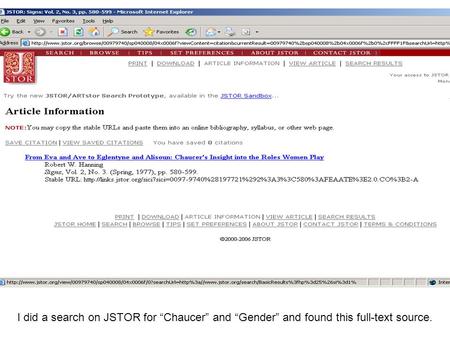 I did a search on JSTOR for “Chaucer” and “Gender” and found this full-text source.