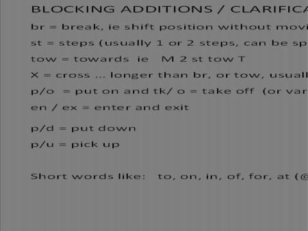 CUEING & Stand Bys USE internal columns as described. (on Board) Always in the correct order: SBLQ5 and LQ4 GO. Always on a word or VIS, word with box.