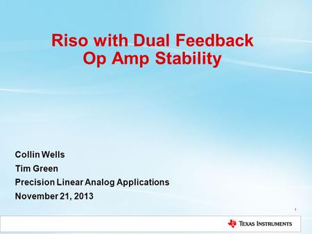 Riso with Dual Feedback Op Amp Stability