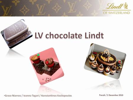 Pansik / 2 December 2010. ABOUT OUR CHOCOLATE… White chocolate with bitter LV monogram Milk chocolate with white LV monogram We used the best tastes of.