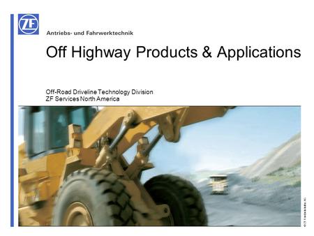 Off Highway Products & Applications