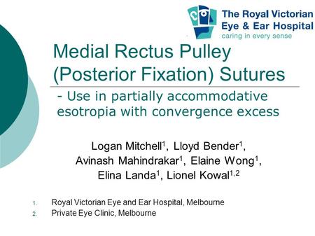 Medial Rectus Pulley (Posterior Fixation) Sutures