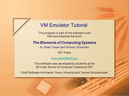 The Elements of Computing Systems