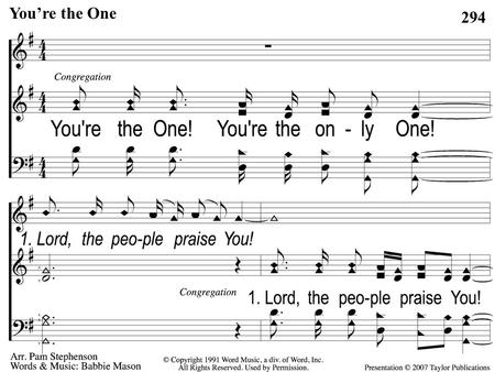 1-1 You’re the One 294 You’re the One. 1-2 You’re the One 294 You’re the One.