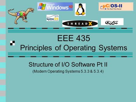 EEE 435 Principles of Operating Systems Structure of I/O Software Pt II (Modern Operating Systems 5.3.3 & 5.3.4)