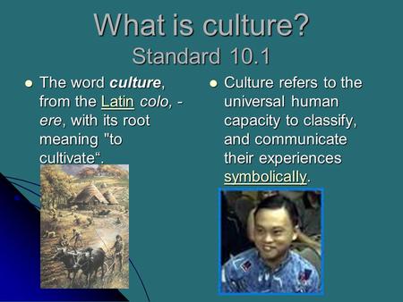 What is culture? Standard 10.1