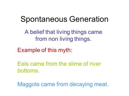 Spontaneous Generation