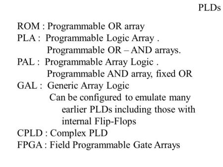 PLDs ROM : Programmable OR array