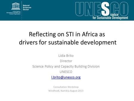 Reflecting on STI in Africa as drivers for sustainable development