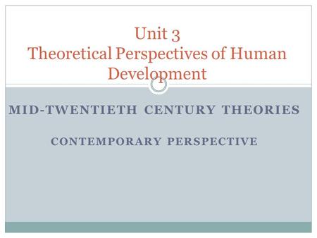 Unit 3 Theoretical Perspectives of Human Development