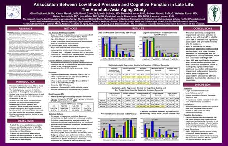 ABSTRACT  Prevalence of dementia is over 10% in those > 65 years, and almost 50% in those > 85.  The fastest growing segment of the U.S. population is.