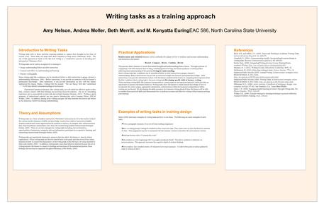 Introduction to Writing Tasks Writing tasks refer to those activities requiring students to capture their thoughts in the form of written word. These tasks.