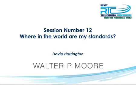 Session Number 12 Where in the world are my standards? David Harrington.