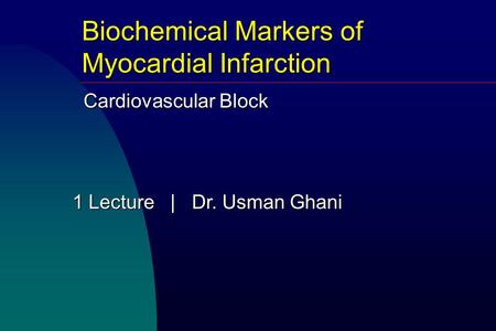 1 Lecture | Dr. Usman Ghani