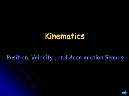 Kinematics Position, Velocity , and Acceleration Graphs.