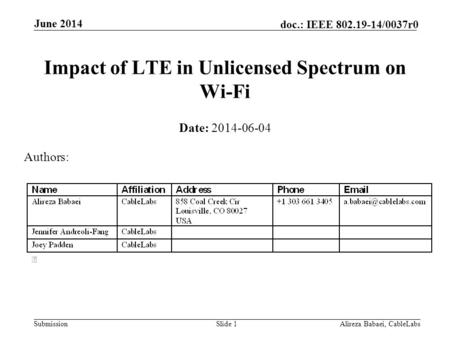 Impact of LTE in Unlicensed Spectrum on Wi-Fi