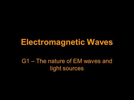 Electromagnetic Waves