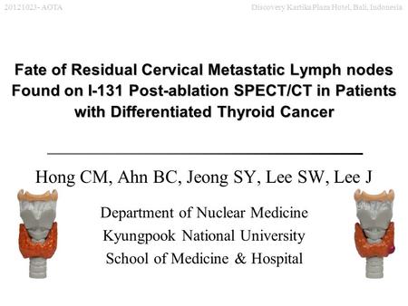 Hong CM, Ahn BC, Jeong SY, Lee SW, Lee J