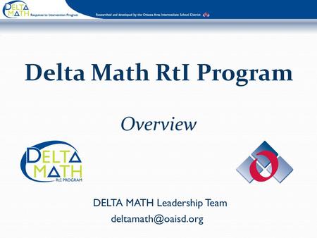 Delta Math RtI Program Overview