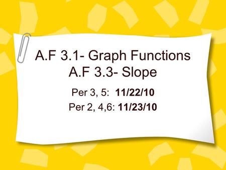 A.F 3.1- Graph Functions A.F 3.3- Slope