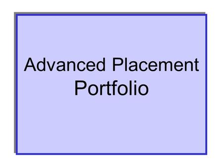 Advanced Placement Portfolio. Mrs. Goepper, Instructor 1999 P.H.S. Teacher of the Year 1999 P.T.S.A. Humanitarian award 1994 P.H.S. Yearbook Dedication.