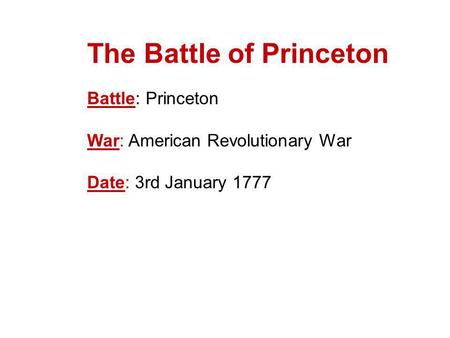 The Battle of Princeton