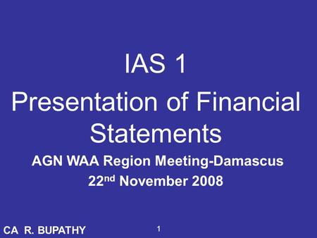 Presentation of Financial Statements