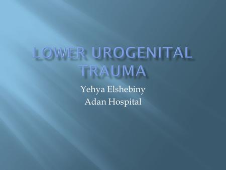 LOWER UROGENITAL TRAUMA