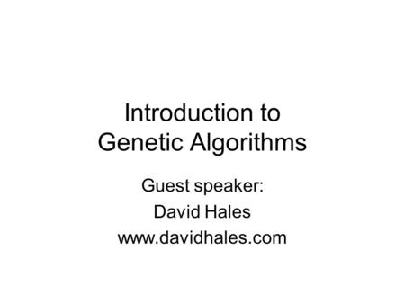 Introduction to Genetic Algorithms