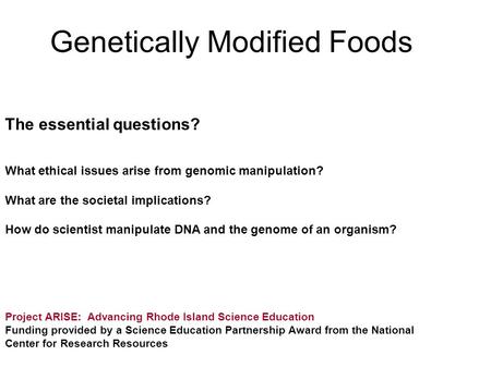 Genetically Modified Foods