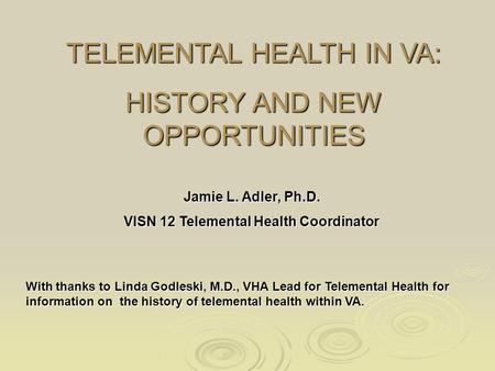 VISN 12 Telemental Health Coordinator