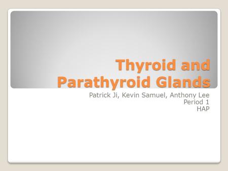 Thyroid and Parathyroid Glands