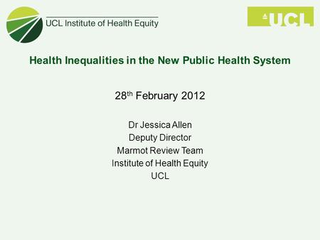 Health Inequalities in the New Public Health System