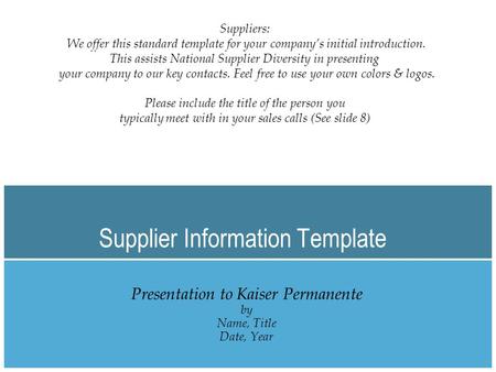 Supplier Information Template