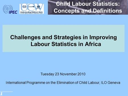 Child Labour Statistics: Concepts and Definitions