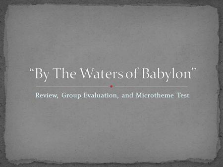 Review, Group Evaluation, and Microtheme Test. The narrator is the son of a priest, and he visits the Dead Places with his father to collect metal. Only.