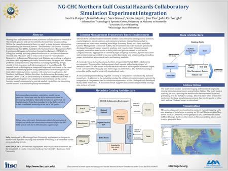 NG-CHC Northern Gulf Coastal Hazards Collaboratory Simulation Experiment Integration Sandra Harper 1, Manil Maskey 1, Sara Graves 1, Sabin Basyal 1, Jian.