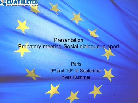 Presentation Prepatory meeting Social dialogue in sport