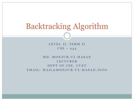 Backtracking Algorithm