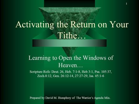 Activating the Return on Your Tithe…