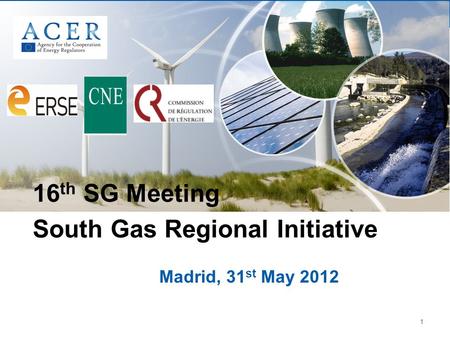 1 Madrid, 31 st May 2012 16 th SG Meeting South Gas Regional Initiative.