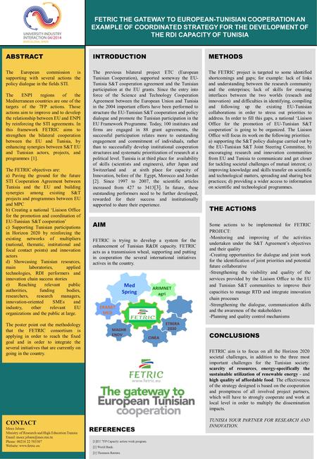 METHODS The FETRIC project is targeted to some identified shortcomings and gaps; for example: lack of links and understanding between the research community.