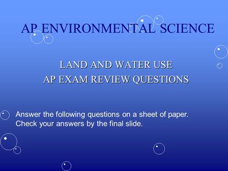 AP ENVIRONMENTAL SCIENCE