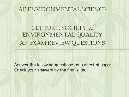 AP ENVIRONMENTAL SCIENCE